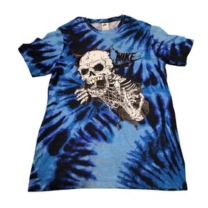 Nike Black and Blue Skeleton Tie Dye Tee